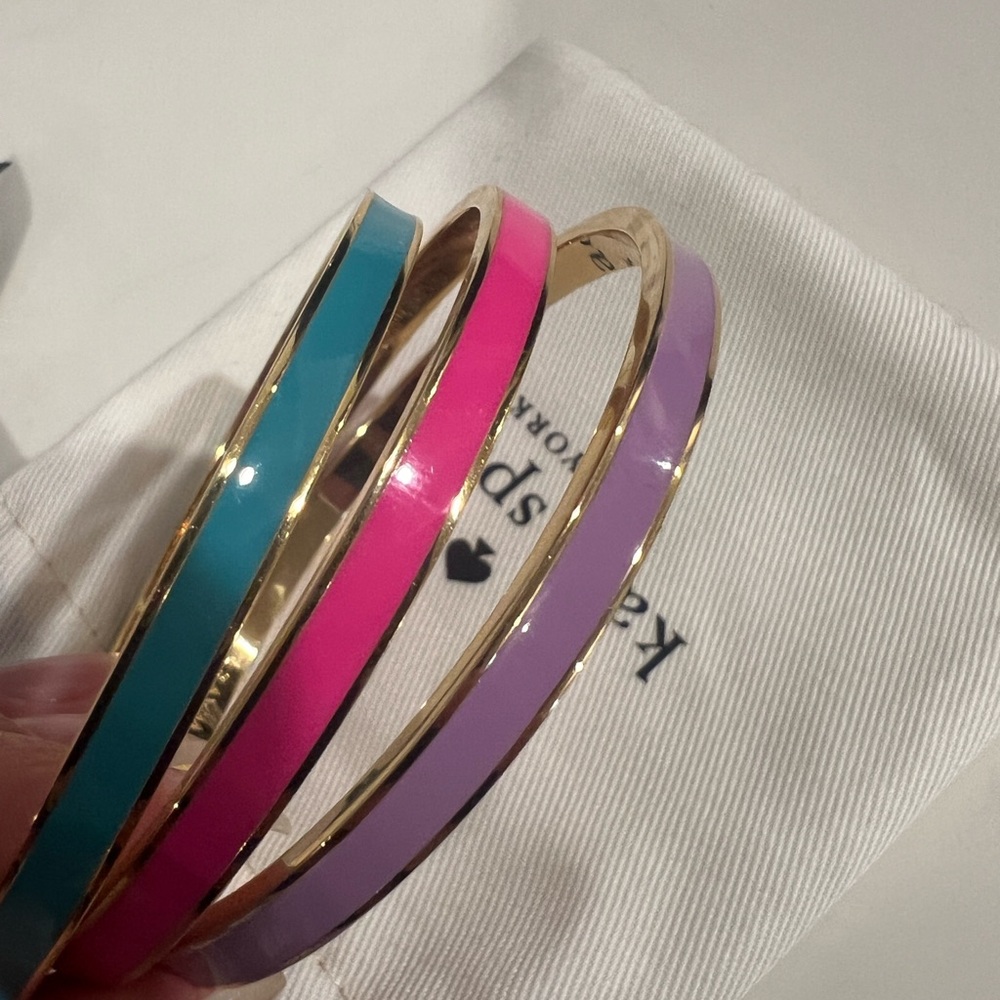 Kate Spade Vibrant Bangle Set in Pink, Lavender, and Teal